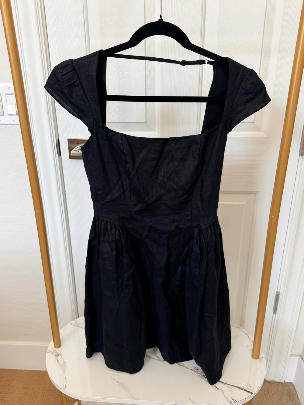 Black Square-Neck Short Sleeve Dress size 2